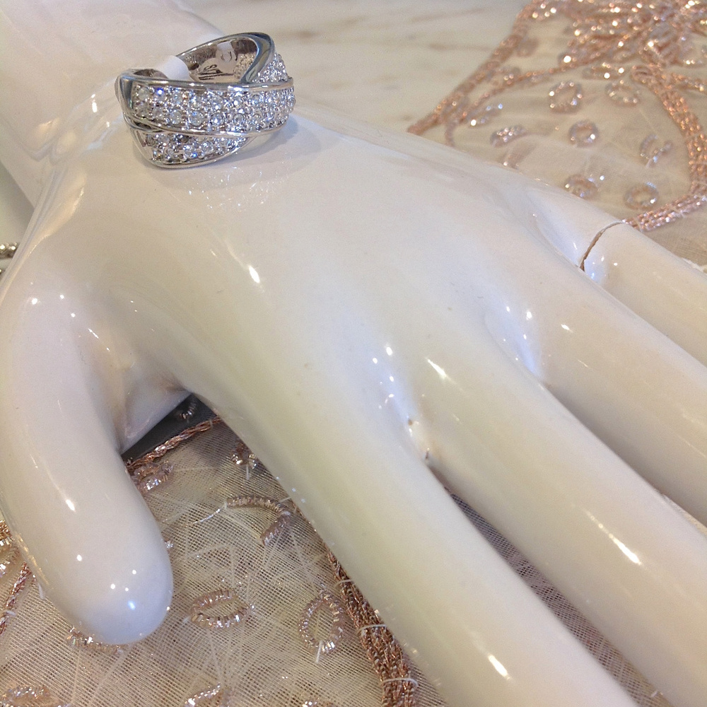 Adorable Cross Over Pave Ring